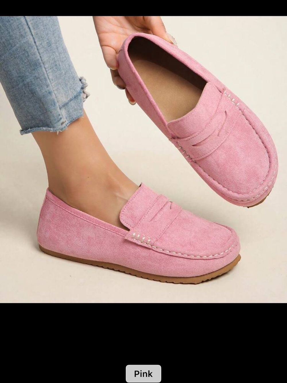 Pink Suede Penny Loafers Women's Slip-On Flats 10